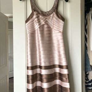 BCBG MaxAzria layered dress Ivory and Taupe